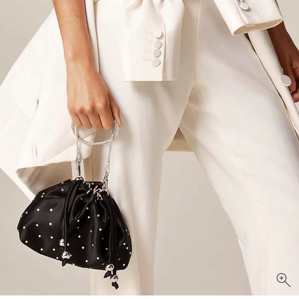 J.Crew Drawstring pouch bag in crystal-embellished satin